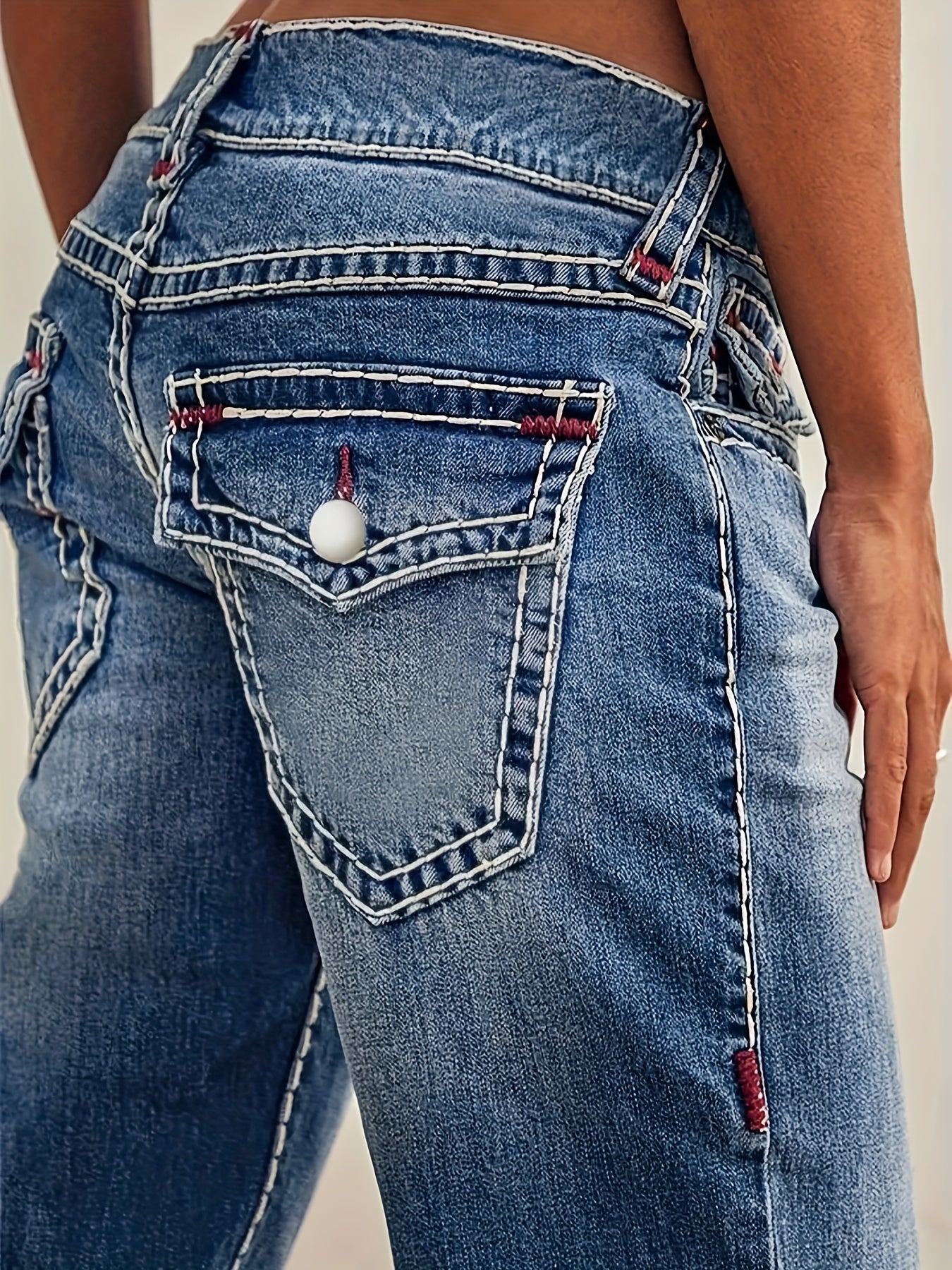 HME Men's Classic Blue Jeans - Mid-Rise Loose Straight-Leg Non-Stretch Pants, Machine Washable Vintage Washed Look with Flip-Over Back Pockets - Everyday Casual Jeans for Year-Round Wear