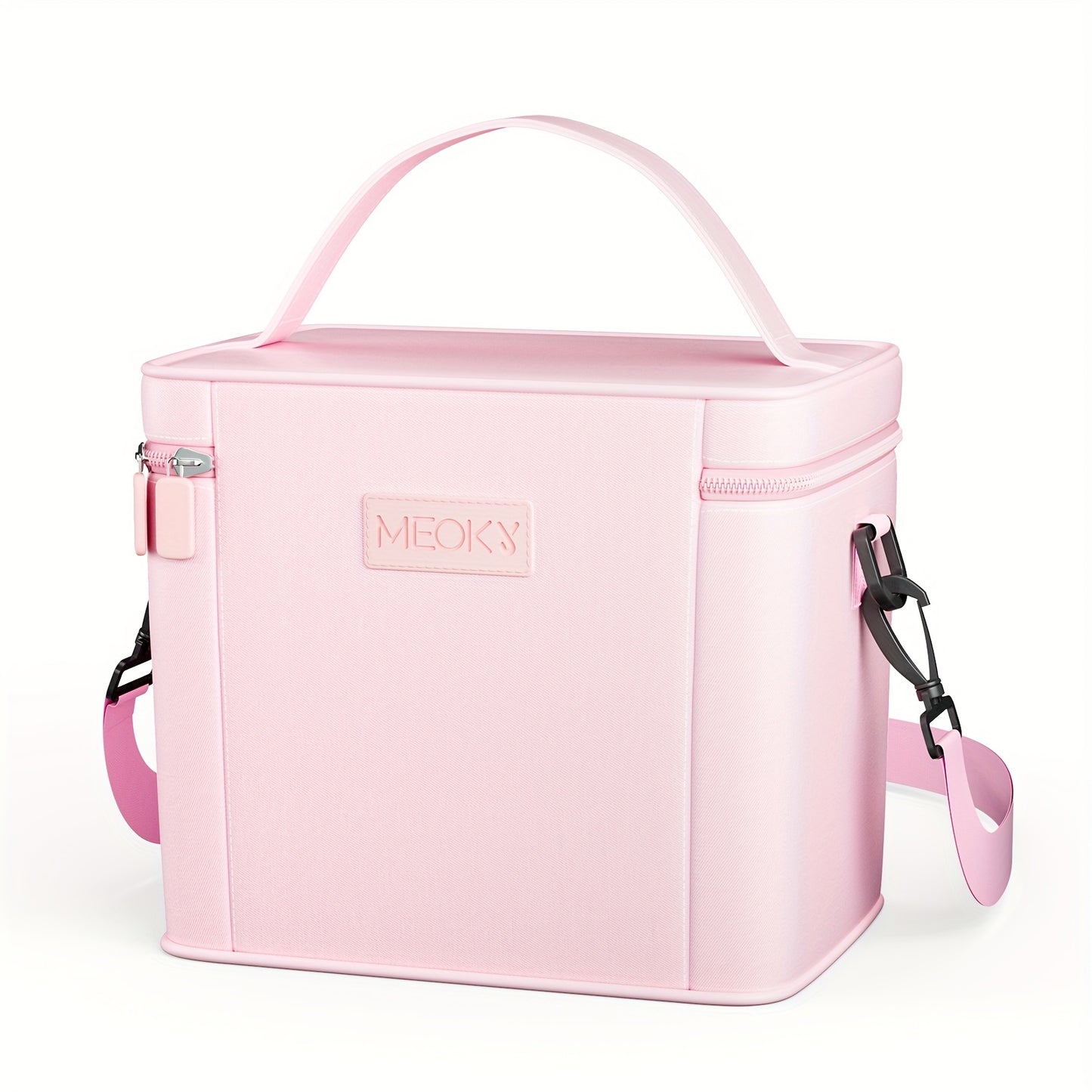 [Stylish, MEOKY Lunch Bag] Stylish, Durable Polyester, MEOKY Large Capacity Insulated Lunch Bag - Pink, Keeps Food Fresh, Hand Washable, Rectangular Design for Easy Portion Control, Perfect for Picnics, Office, or School, Lun