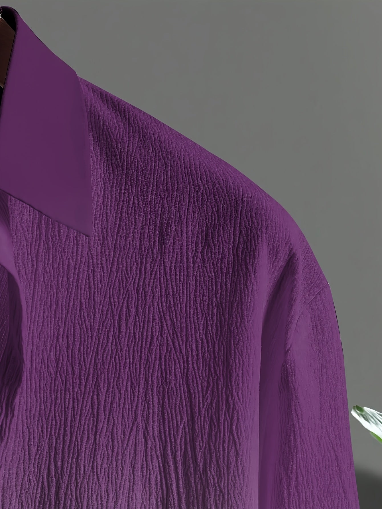 [Plus Size Suit Set] Men's Plus Size Suit - Stretch Long Sleeve Button-Up Shirt & Pants Set | Retro Geometric Check Pattern, V-Neck Lapel Design, Loose Fit for Casual & Formal Wear, Plus Size Blazers