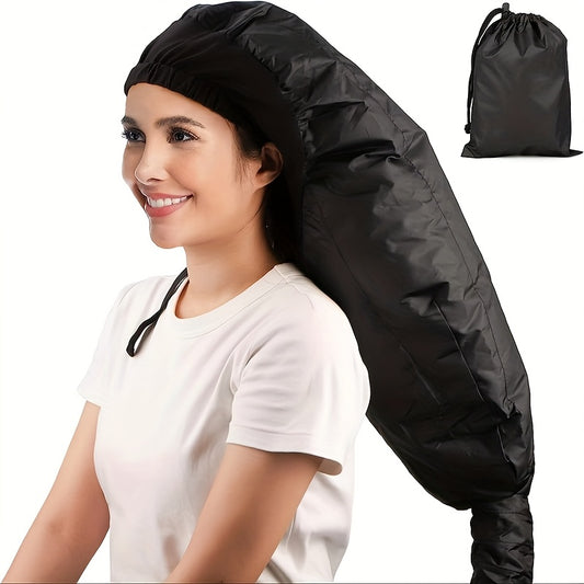 Extra Large Adjustable Deep Conditioning Hair Dryer Attachment Cap - Upgraded Heat Retention Hooded Design with Elastic Strap for Normal Hair Types, Includes Storage Bag, Hair Drying Cap, Secure Fit Cover