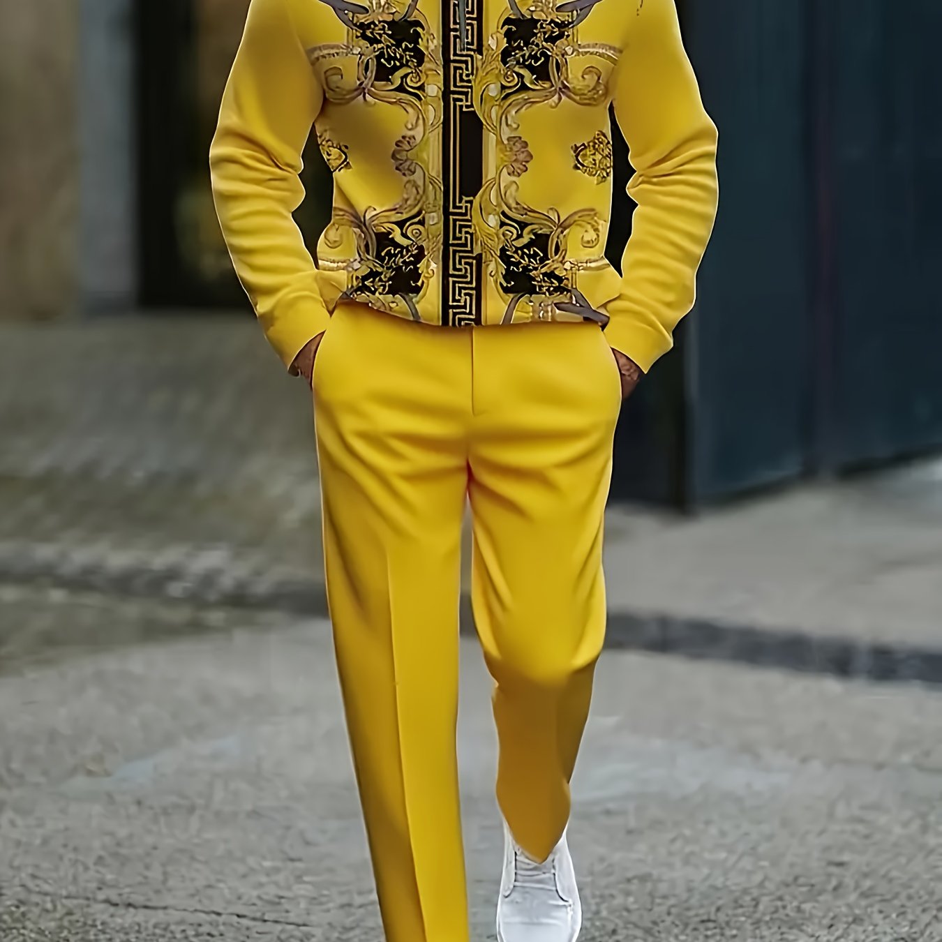 Golden Court Style Suit, Semi-open Design with Gorgeous Golden Pattern, Daily Street And Party Adaptation, The Aura Is Explosive, Easy to Grasp The High-end Luxury Style, Daily Wear, Street Fashion, Sophisticated Look, Elegan
