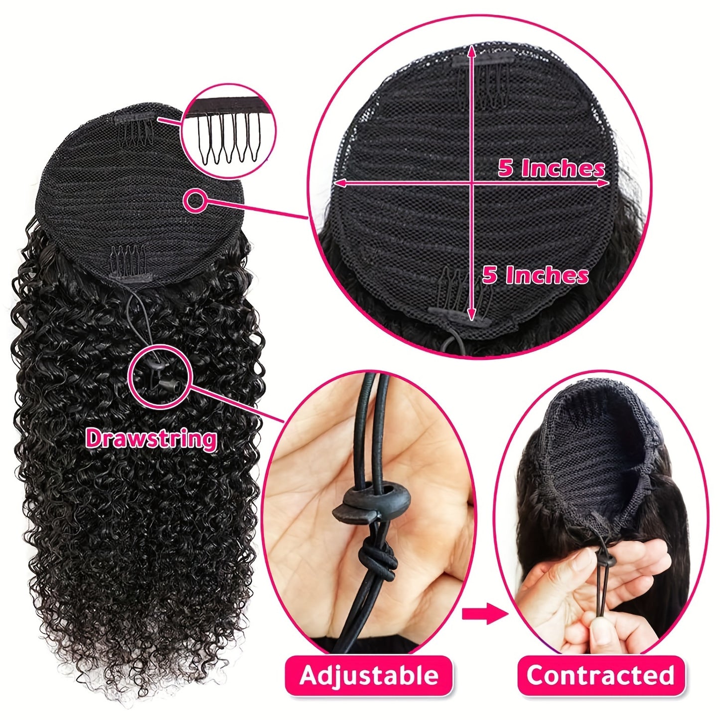 10/14/18inch Chic Kinky Curly Ponytail Extension for Women - Natural Look, Easy Clip-In Hairpiece, Long Ponytail Clip, Ponytail Extension Short Wavy Claw, Straight Claw Clip Ponytail, Extra Thick Ponytail Extension, Ponytails