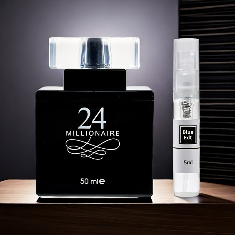 [Long-Lasting Fragrance] 24 Millionaire Men's Cologne | 1.7oz | Exclusive Amber Scent | Long-Lasting Fragrance with Woody Notes | Elegant Black & White Design | Perfect for Casual Attire & Dates