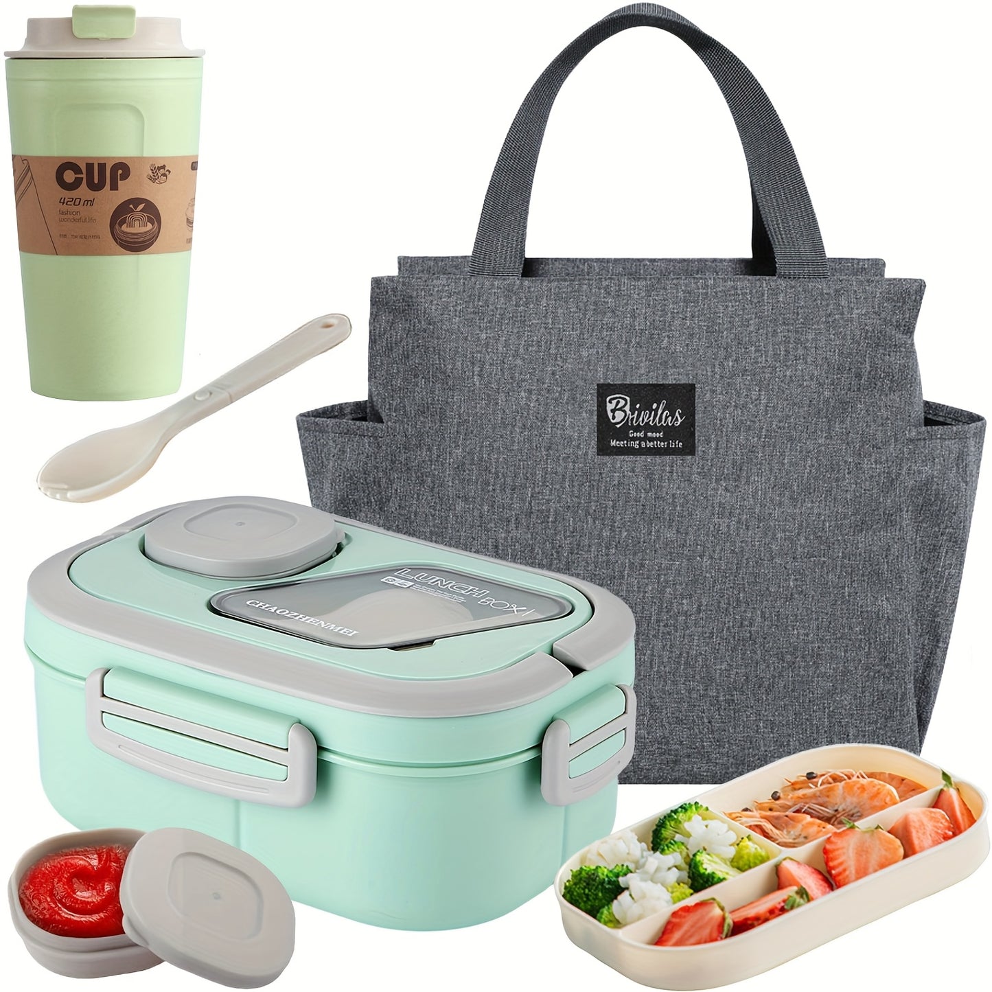 [Lunch Box Set/only Lunch Box][Local Warehouse]Halloween Gift-2-tier 6 Compartments Lunch Box Set. Bento Box For School, Office, Outdoor Picnic. |Food Storage Container|Kitchen Accessories|Bento Box With Lunch Bag|