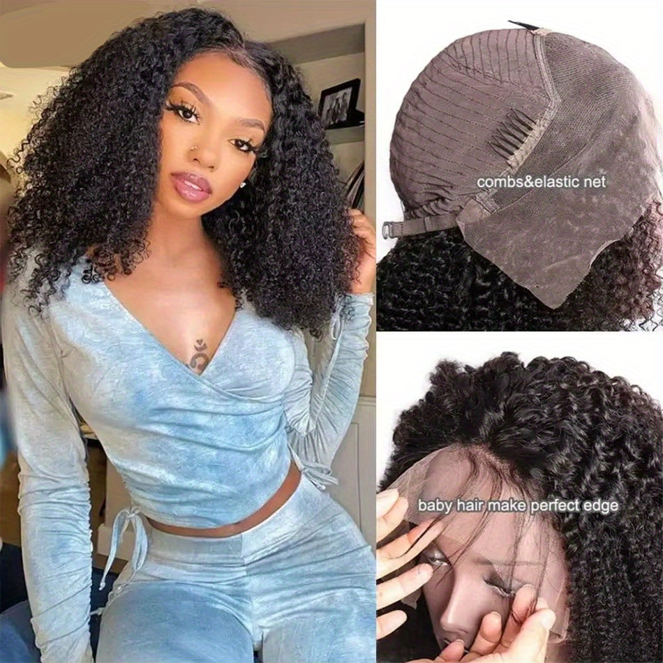 24 Inch Kinky Curly Wig for Women - 13x4 HD Lace Front, Glueless Brazilian Virgin Hair, Pre-Plucked with Kinky Edges, 250% Density, Natural Black Color, Full & Voluminous Curls, Perfect for Everyday or Special Occasions