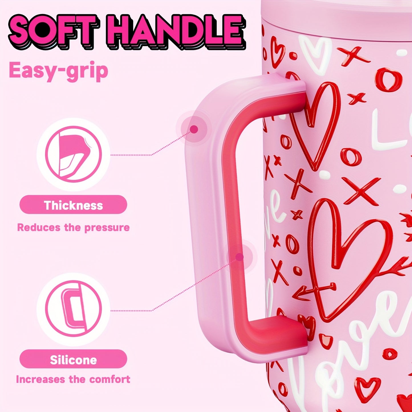 Meoky 40oz Insulated Stainless Steel Tumbler with Lid & Straw - Leakproof, BPA-Free, Perfect for Outdoor Adventures & Valentine's Day Gift