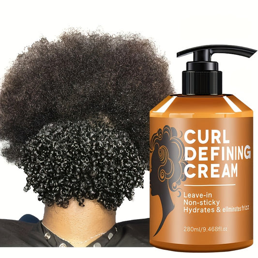 1 Bottle -Adult Curl Defining Cream, 9. 47oz - Moisturizing Hair Styling Paste with Argan Oil for Normal Hair, Long-Lasting Hold & Elasticity, Suitable for Wavy And Curly Textures, Frizz Control Haircare | Sleek Bottle Design