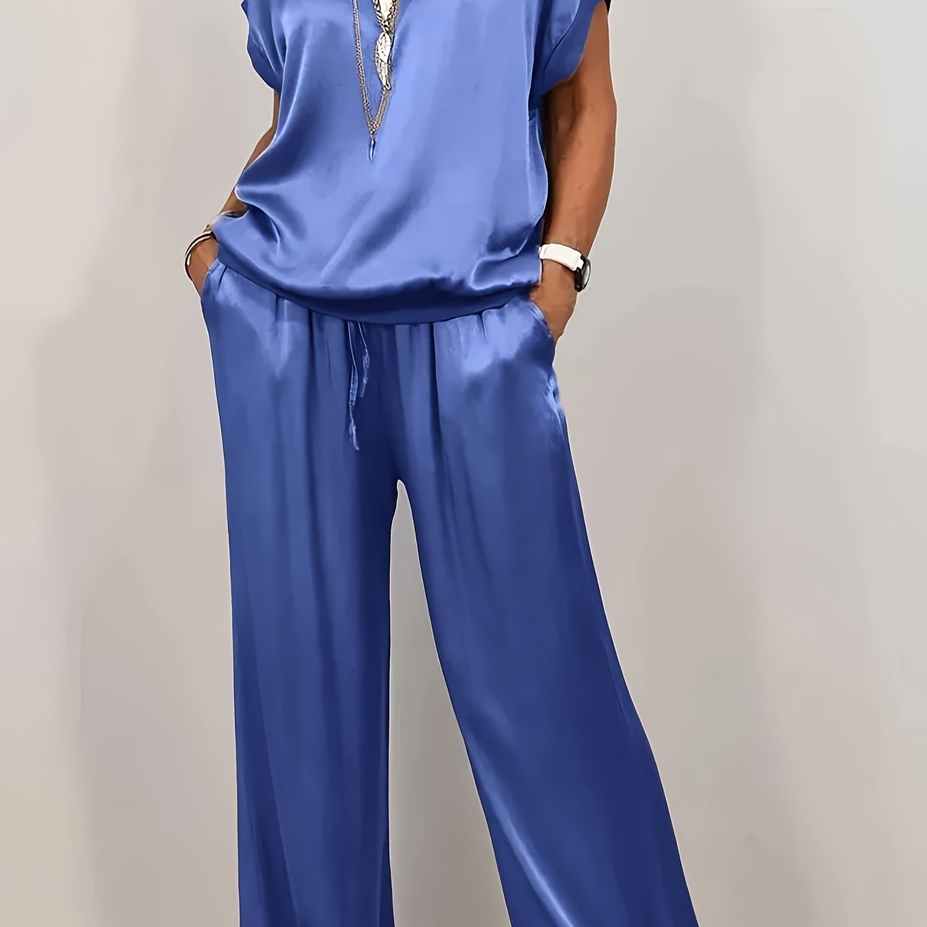 [Trendy Casual Set] Trendy Casual Set: Spring/Summer Loose Shirt & Wide Leg Pants