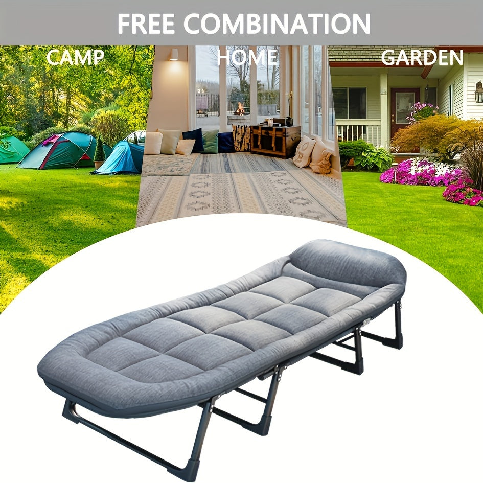 1-pack Courtyard Lounge Chair For Lunch Break Folding Bed Mattress All-in-one Single Artifact Simple And Portable Office Nap Multifunctional Lounge Chair A Must-have For Lazy People