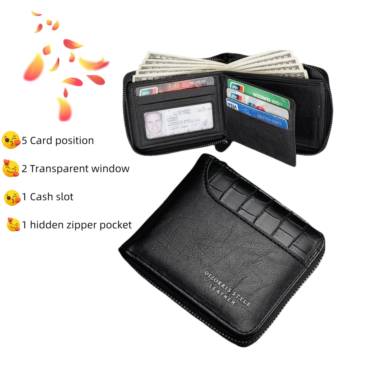 New Men's Wallet, Fashionable Multi-Functional Zipper Design with Multiple Card Slots for Easy Organization and Storage - Perfect Gift for Couples, Father & Son Birthdays or Special Occasions