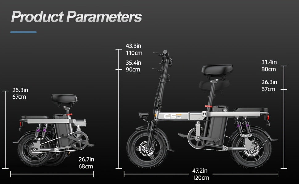 [UPlee Electric Bike] UPlee 48V 15AH Electric Bike - 20MPH 32Miles Commuting Ebikes - 740W Peak Brushless Motor, Lightweight 14'' Tires Folding Electric Bicycles with Battery Power Display