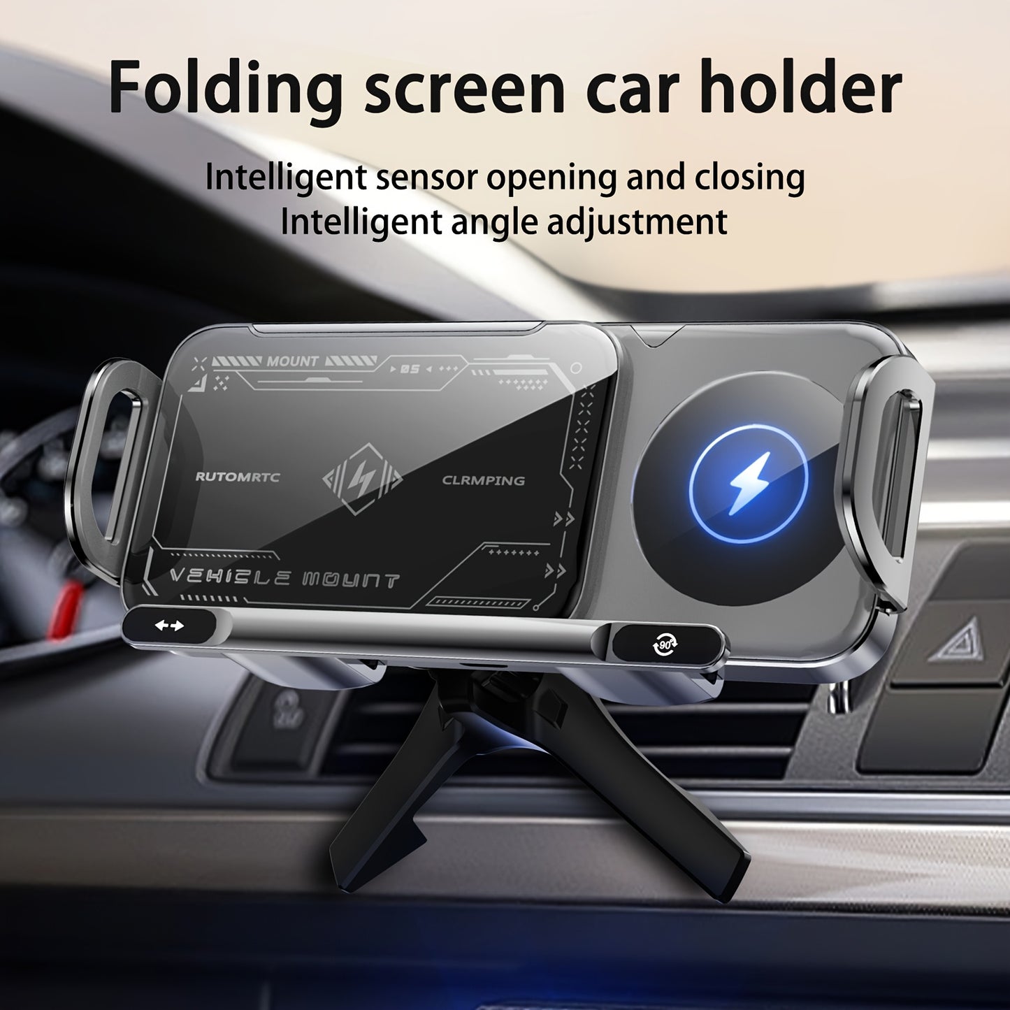 15W Wireless Car Charger Holder For Z Fold6 Fold5 Fold4 Fold3 Fold2 Fold Ultra 16/15/14/13/12 Pro Max 4.3-inch-6.9-inch Mobile Phone Automatic Clamping, Electric Horizontal And Vertical Screen Adjustment Angle, Fast Charger