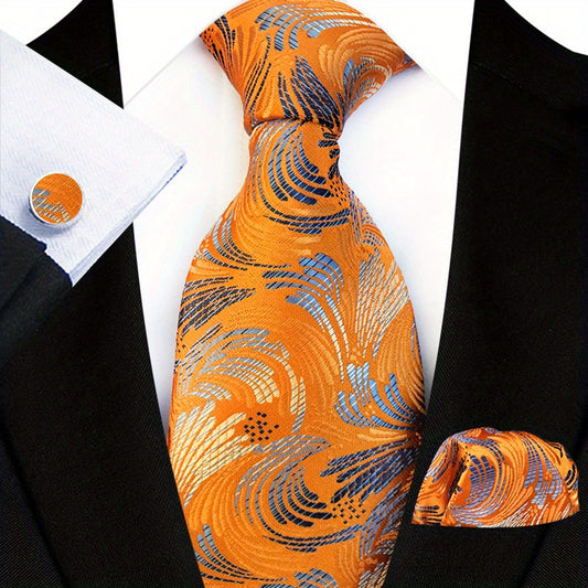 European and American Father's Day gifts, engagement and marriage, formal occasions, souvenirs, fashionable and elegant casual Men's tie square scarf cufflink three-piece set