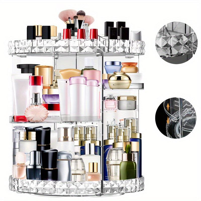 360° Rotating Makeup and Perfume Organizer - 7 Adjustable Tiers, Large Capacity, Transparent Cosmetic Storage with Spacious Shelves for Beauty Products, Ideal for Bathroom Vanity Display, Vanity Accessories