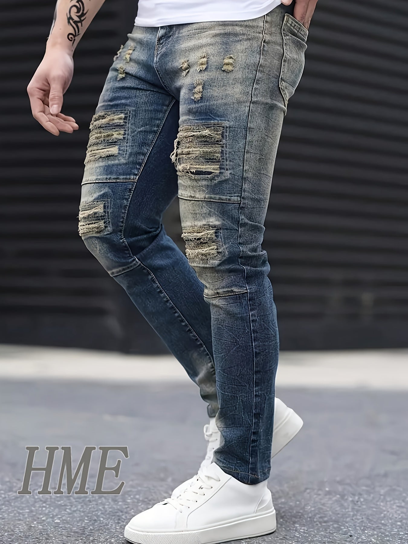 HME, Men's Slim-fit Stylish Ripped Jeans