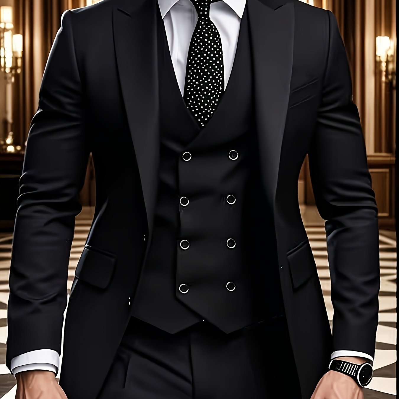 [Three-Piece Suit Set] Men's Three-Piece Suit Set with Vest and Trousers for Weddings and Formal Occasions