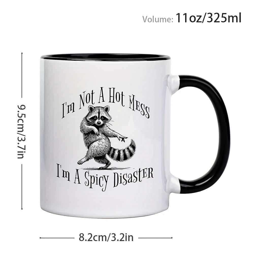 1pc 11 Ounce Ceramic Coffee Cup, Raccoon illustration with humorous text, Dishwasher Safe, Ceramic, Grandparents, Dad, The Best Mother's Day Gift for Mom, Birthday Gift