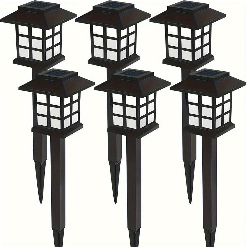 24pcs/12pcs/6pcs Outdoor Warm Light Solar-Charged Landscape Garden Lights, Suitable for Paths, Courtyards & Decks