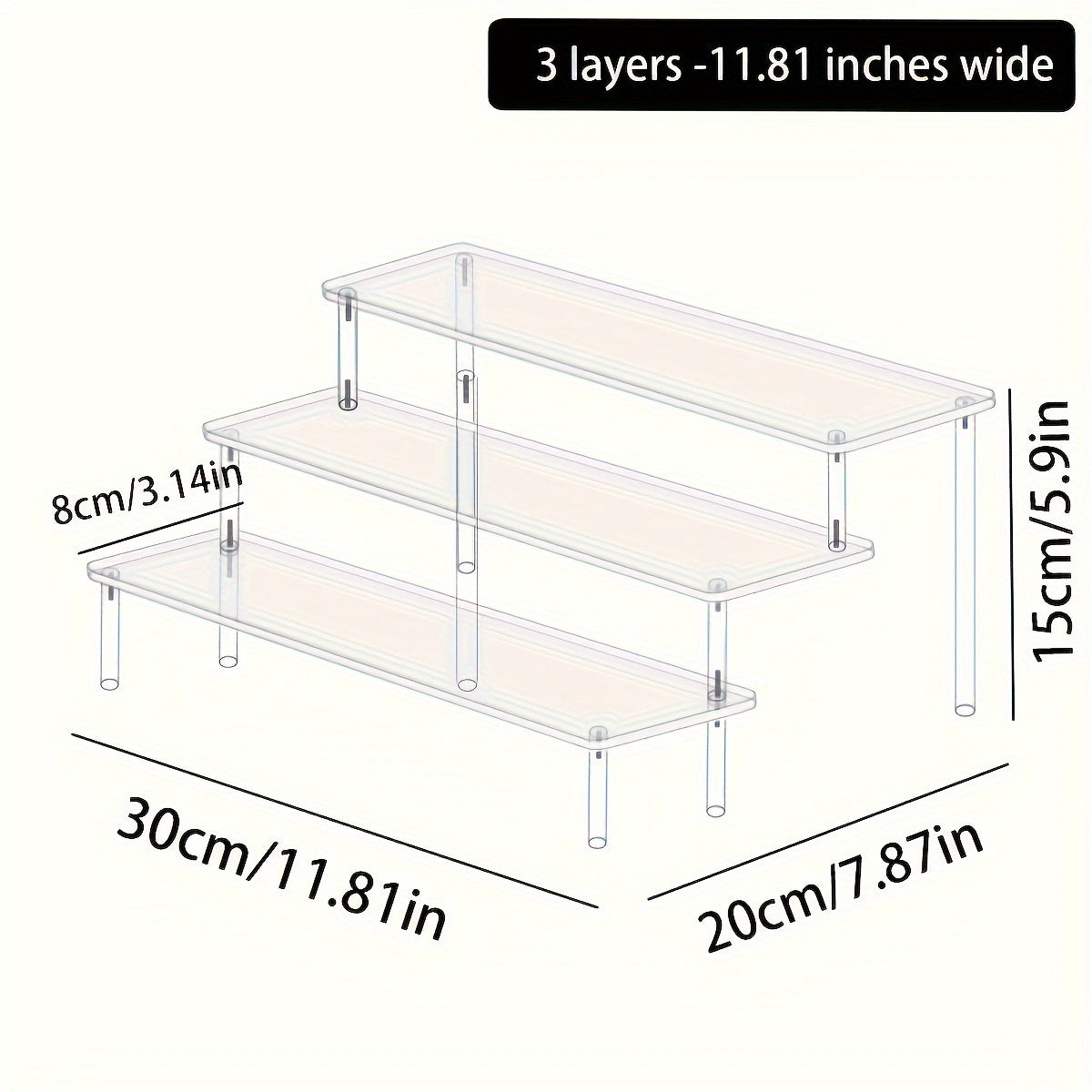 Transparent Multi-Layer Acrylic 1pc Cosmetic Organizer - Perfume Display Rack for Living Room, Bathroom, Bedroom - Reinforced Trapezoidal Storage Rack for Cosmetics and Beauty Tools