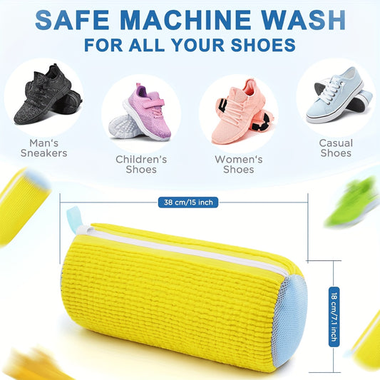 [Durable Shoes Laundry Bag] 1pc Durable Nylon Reusable Shoes Laundry Bag | Invisible Zipper Side Opening, Machine Washable, Suitable for All Sizes Of Shoes And Sports Shoes