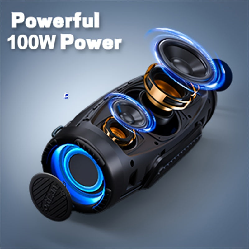 OrtizanDeep Bass,, 120W PEAK 100W Outdoor Speaker Boombox Subwoofer For Party, Triple Passive Radiators-Deep Bass/Hi-Fi Audio20H/Power Bank/TF/AUX/EQ/Opener, Outdoor Speakers Large For Party, Beach, Camping, Black, Power Bank