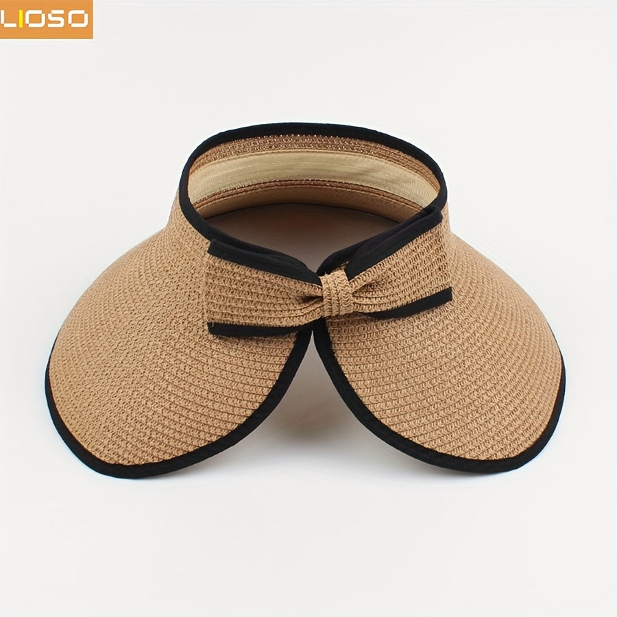 3pcs Women'S Beach Fashion Set, Sun Hat, Beach Hat, Beach Bag, Handbag, Earrings, Ear Jewelry, Women's, Suitable For Outdoor Beach Travel Scenarios.