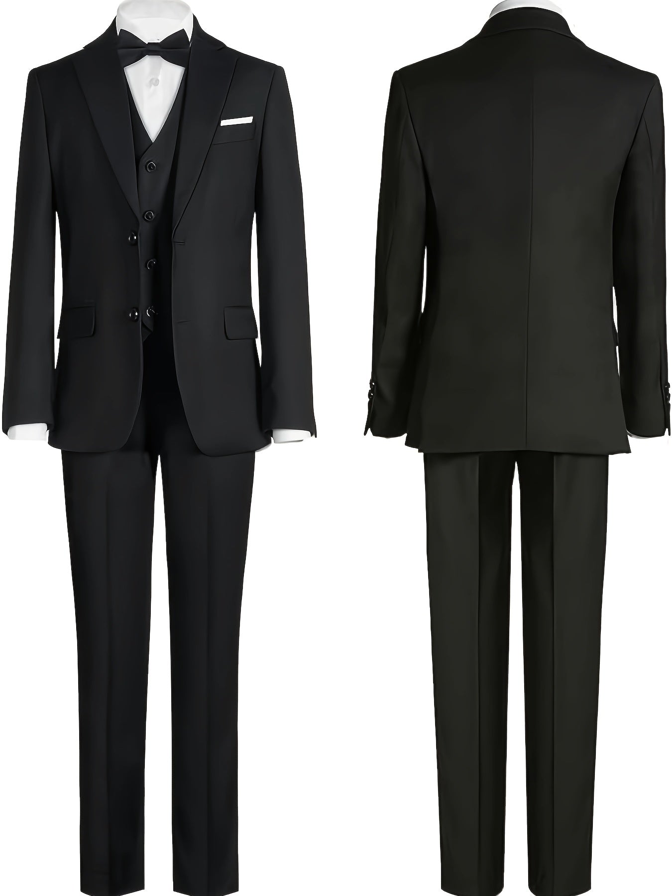 Navy Boys Suits Slim Fit 5 Piece Formal Dresswear Suit for Kids Tuxedo Wedding Set Boy Dress with Vest Pants Tie and Bow Tie