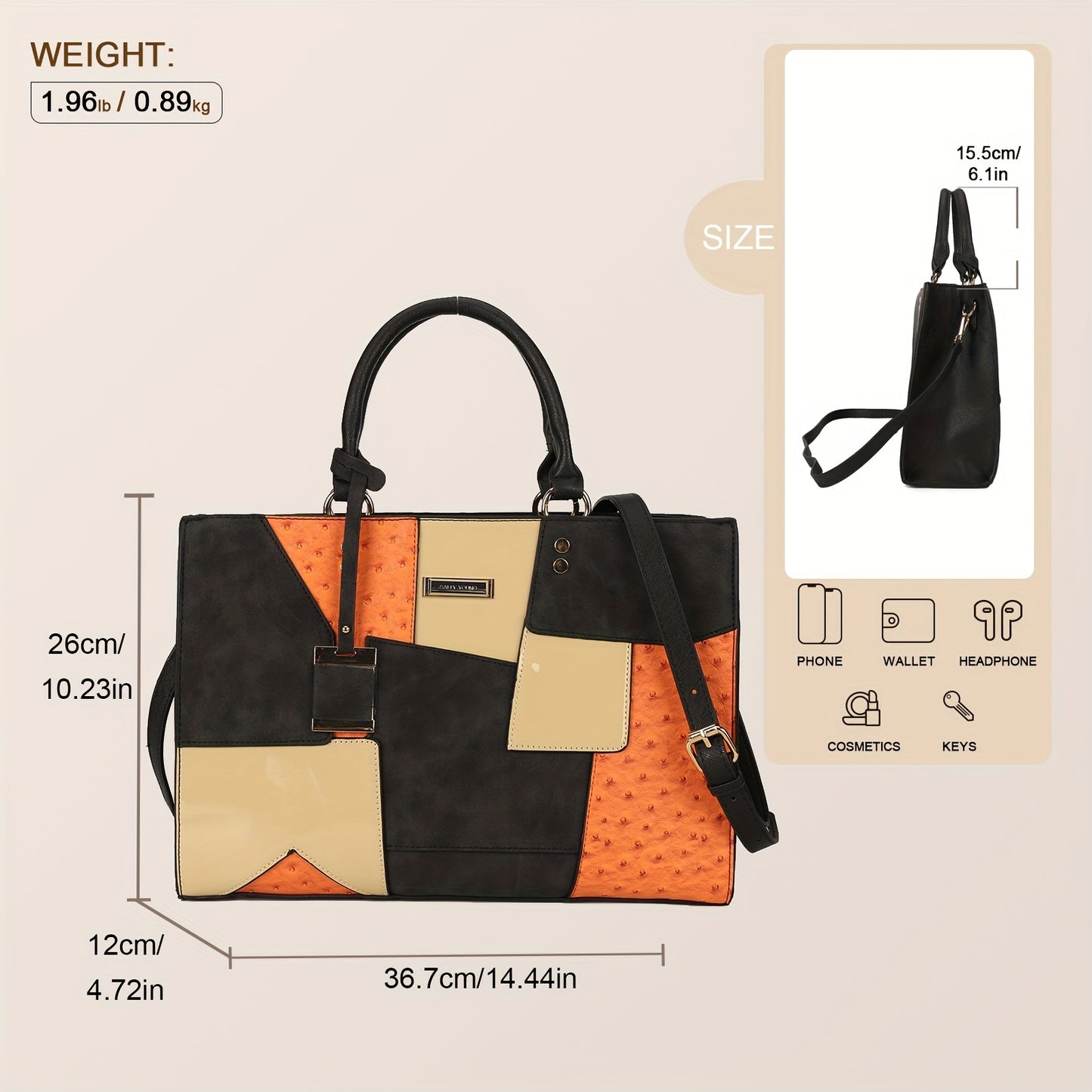 New Fashion Large Capacity Splicing Color Handbag Casual All Fashion Women's Single Shoulder Crossbody Bag