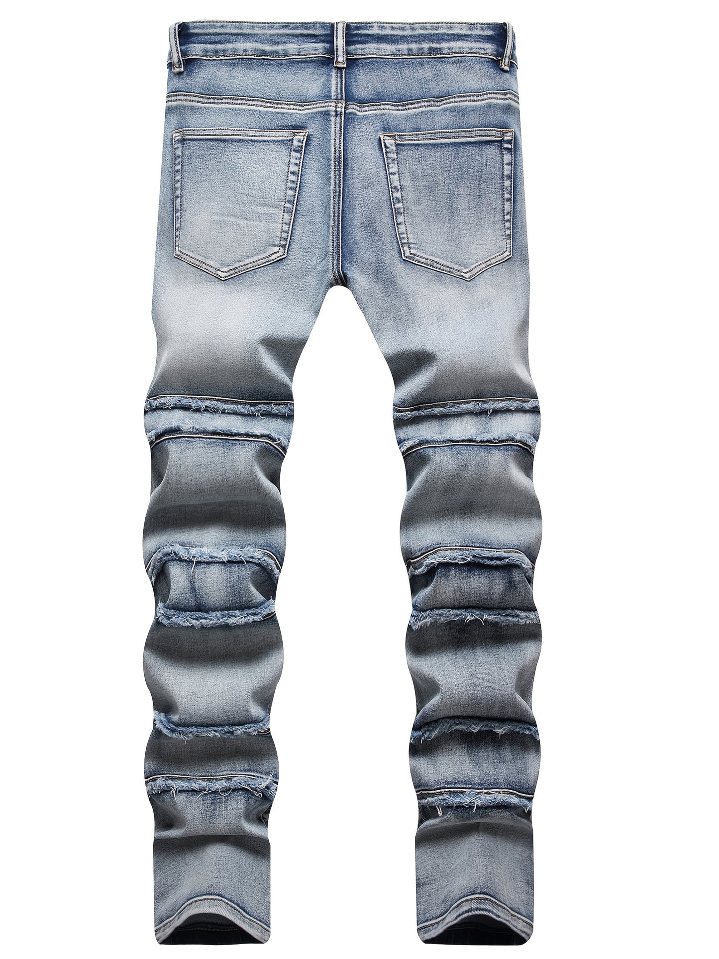 Men'S Slim-Fit Distressed Faux Denim with Raw Edges & Washed Texture - Machine-Washable Streetwear Faux Denim Trousers, All-Season Comfort, Solid Color Design for Casual & Formal Outfits, Versatile Clothing, Trendy Fashion, D