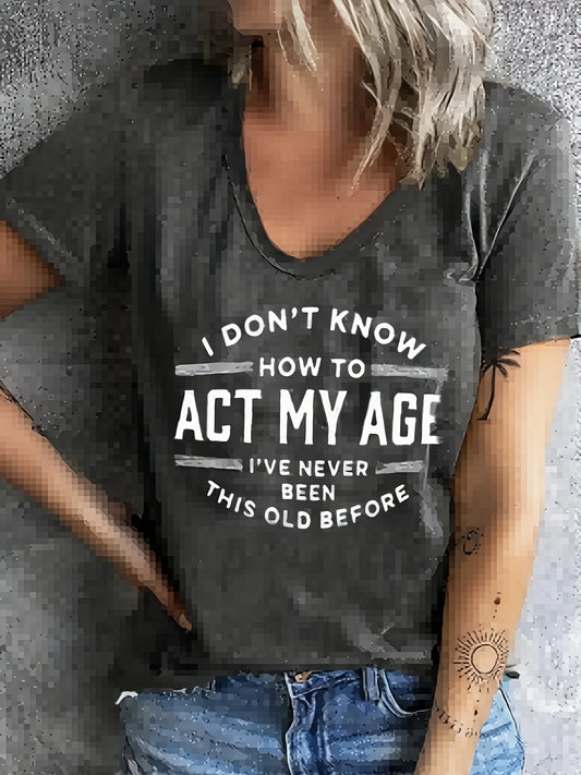 Women'S Chic Letter Print Tee - Comfy, Casual Short Sleeve Crew Neck T-shirt For Everyday Wear & Stylish Layering