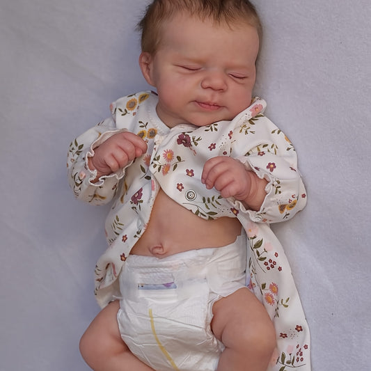 [Lifelike Baby Doll] Real Lifelike Newborn Baby Dolls | Full Vinyl Body Handrooted Hair Reborn Doll-Soft Touch 3D Hand Painted Skin-Sleeping Baby Girl- Christmas/ Birthday Gifts Halloween Christmas Gifts