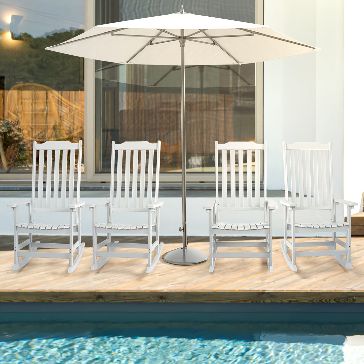 Patio Rocking Chair Set of 2 or Set of 4, Oversized Rocker Chair for Adult, All Weather Rocking Chair Outdoor, High Back Porch Rocker, Rocking Chairs for Garden, Backyard