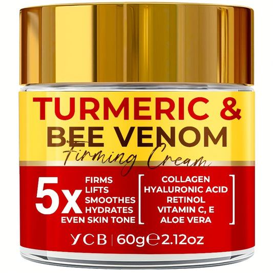 YCB Turmeric Bee Venom Moisturizer, 5x Firming and Lifting, with Hyaluronic Acid, Vitamin C+E and Collagen, smooths Light Beige texture, evens Light Beige, makes Light Beige look younger and radiant, for all Light Beige types