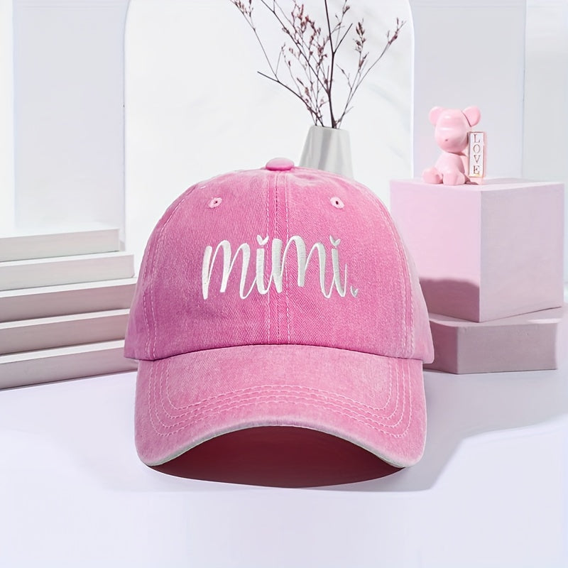 1 Unisex Y2K Style Embroidered MIMI Washed Baseball Cap for Outdoor Sports and Daily Commuting