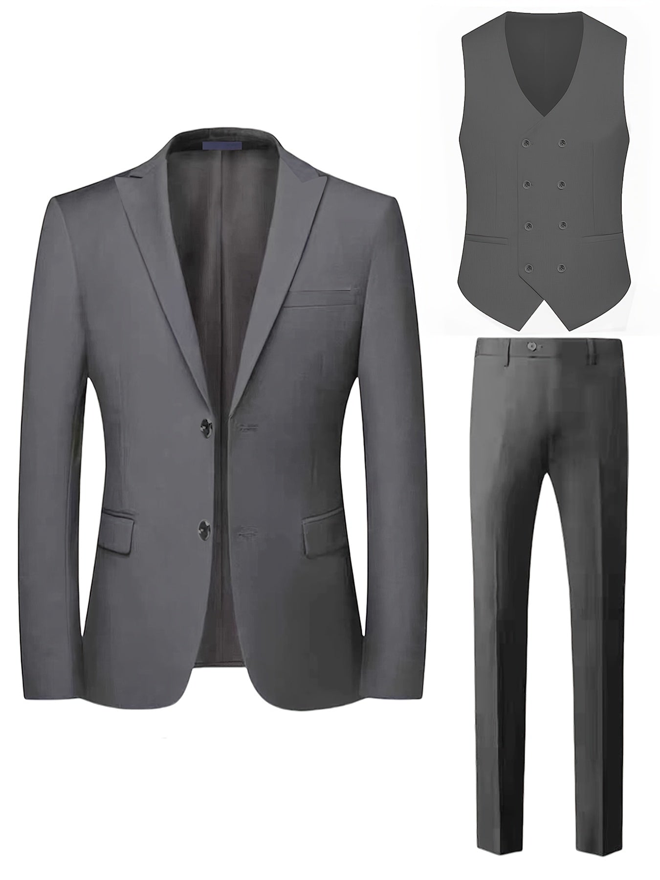 [Three-Piece Suit Set] Men's Three-Piece Suit Set with Vest and Trousers for Weddings and Formal Occasions