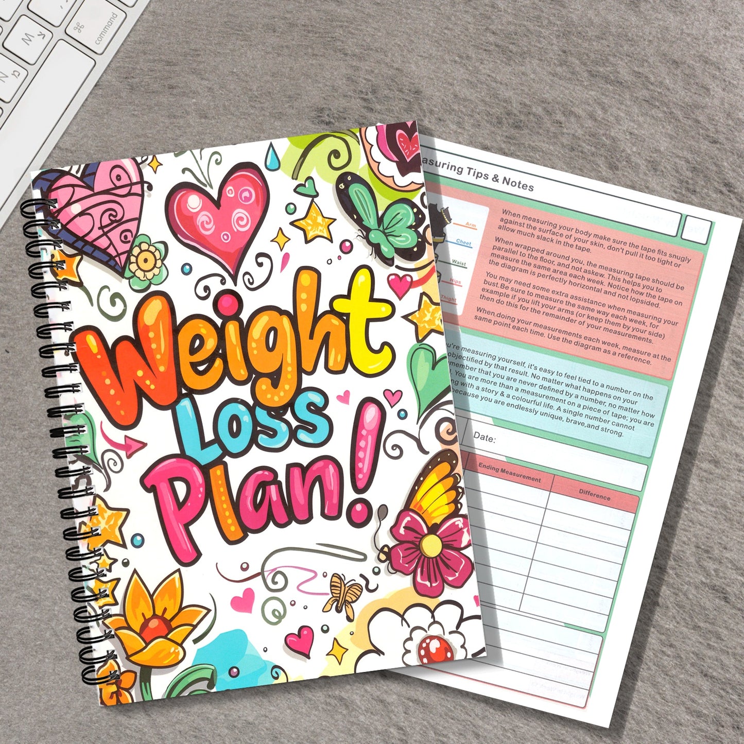1pc Food and Fitness Journal for Women Weight Loss Tracker Planner Workout Dairy Wellness Log Notebook with Calorie Counter Diet Meals Health Gift for Women Mom Wife