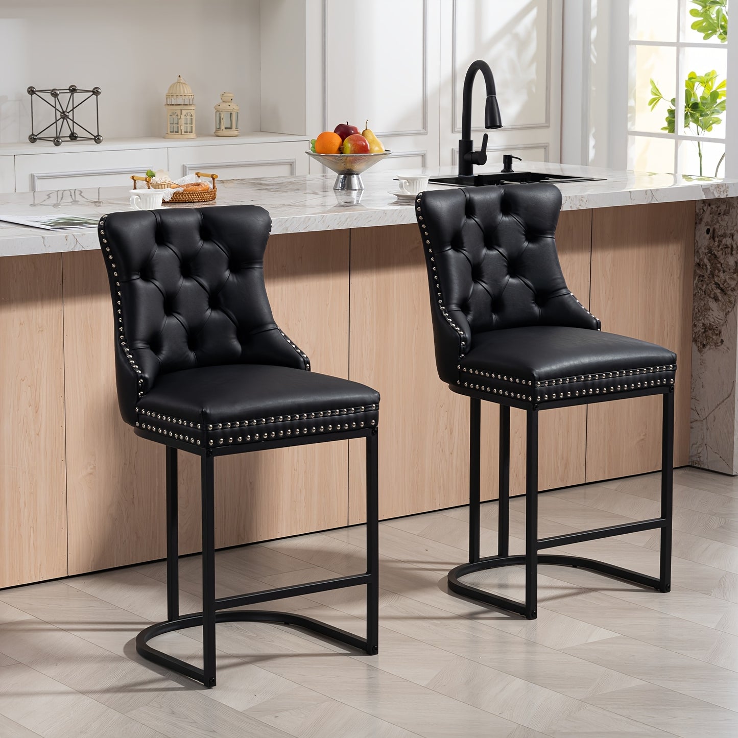 [Modern Bar Stool] 2/3/4pcs Set Modern Bar Stool - Performance Fabric Island Height for Home Kitchen