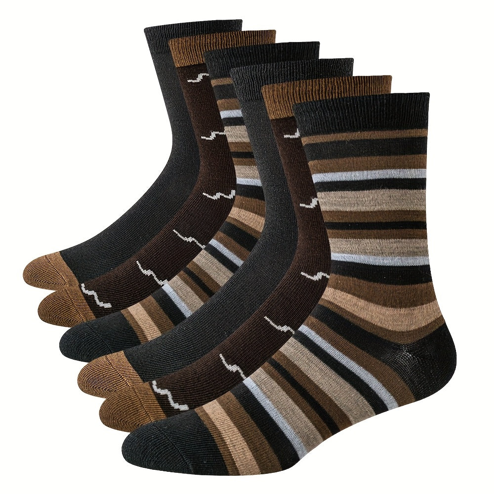 [Retro British Style Socks] 6 Pairs of Men's High-Top Diamond-Shaped Jacquard Embroidery Business Socks | Autumn & Winter, Sweat-Absorbing, Mid-Tube, Retro British Style, White-Collar, Short Boots, Sweat-Resistant