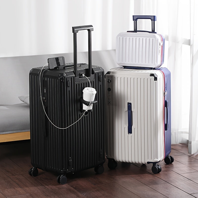 Large Capacity And Lightweight Suitcase Set 13+24, Metal Corner, Customs Password Lock, ABS+PC, Wet And Dry Storage Bag, Universal Wheel, Water Cup Holder, USB Charging To Interface Suitcase Student Hand Push Box Can Be Found