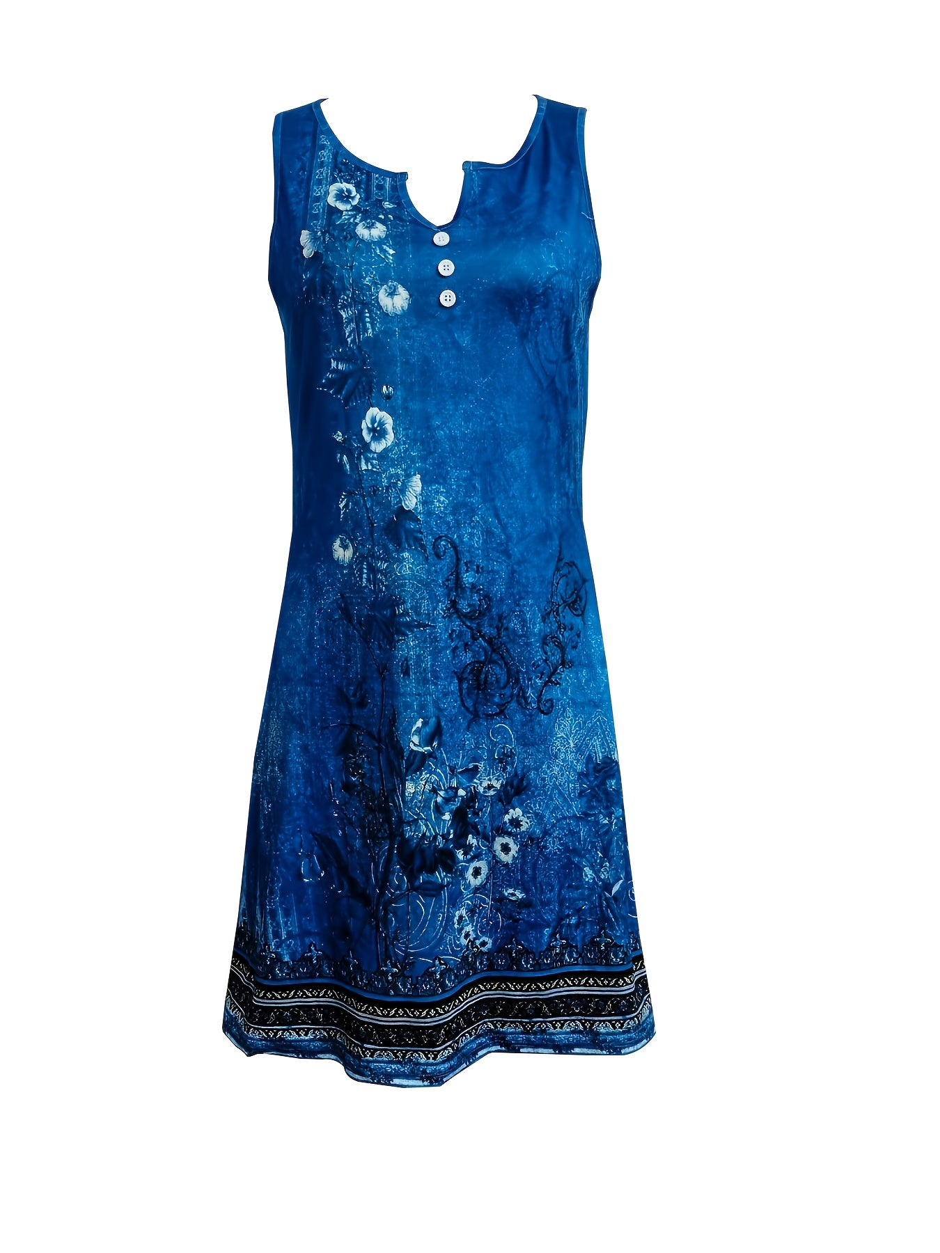 Floral Print Women's Elegant Deep V-Neck Knee-Length Dress - A-Line Stretchy Machine-Washable Lightweight Soft Fabric Fashion for Spring/Summer Casual & Formal Occasion, Comfortable Fit