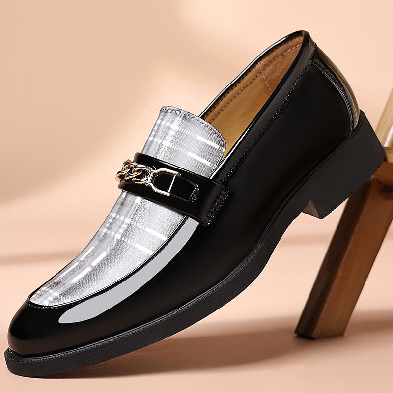 Men'S Large Formal & Casual Shoes - Glossy White - European & American Style Pointed Toe Dress Shoes with - Cushioned Insole - All-Season Business, Office, Wedding, Everyday - Durable Synthetic Cover Upper - Compatible with M