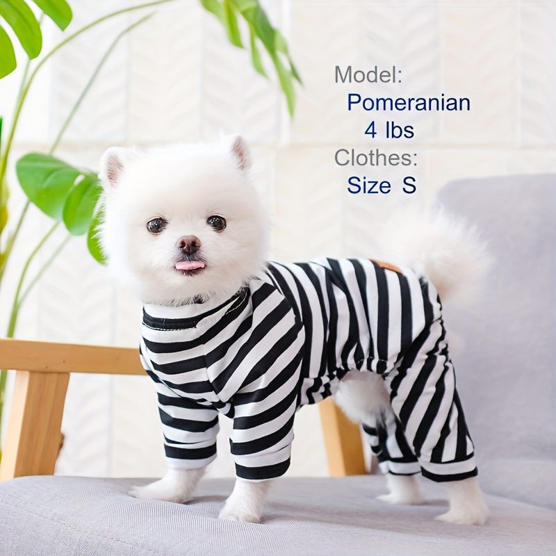 [Small Cozy Pajamas Ultimate Comfort] Cozy Striped Pajamas For Small Dogs And Cats - Soft Stretch Fabric For Ultimate Comfort