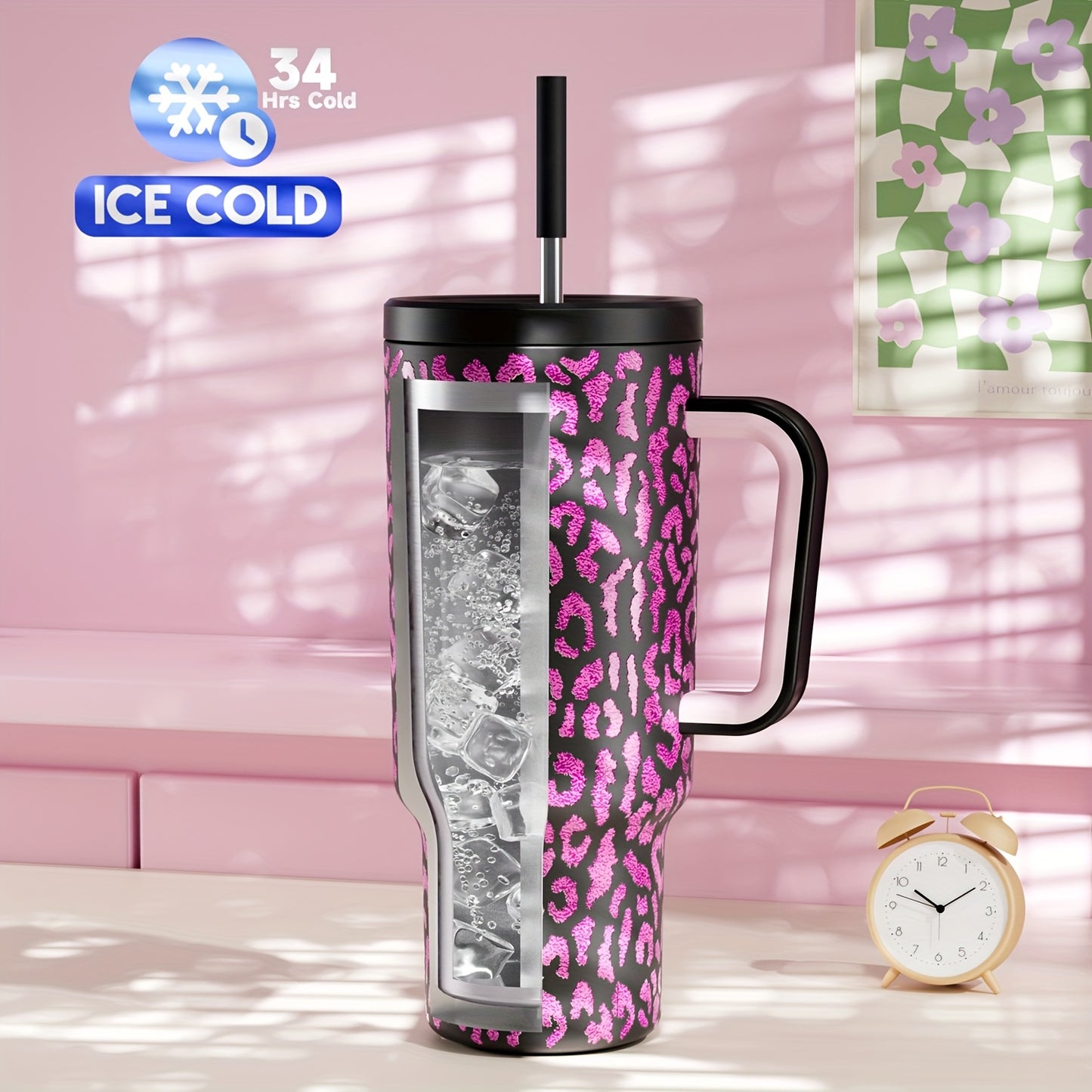 MEOKY 40oz Stainless Steel Tumbler with Handle - Leak-Proof, Insulated Travel Mug for Hot & Cold Drinks, Durable & Easy to Clean, Perfect for Running, Gym, or Outdoor Activities, Black Series, Hand Wash Only, Travel Drinkware