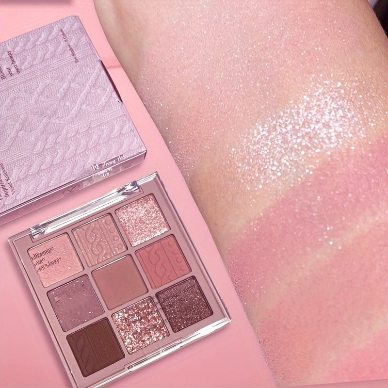 9-Color Chocolate Eyeshadow Palette - Fine Glitter, Long-Lasting, Shimmer & Matte Finishes, Pink & Brown Tones, Lightweight ≤3.38oz, 9-18 Shades Eyeshadow Set