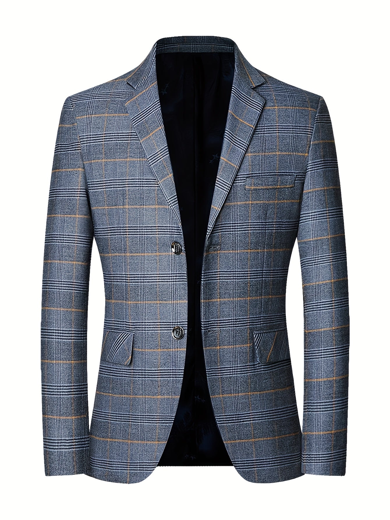 Navy Blue & Black 2025 Men's Floral Print Suit - Elegant Long Sleeve with Lapel Collar, Button-Up Blazer & Trousers for Weddings, Parties, Dates - Premium Fabric, Formal Attire, Date Night Outfit, Classic Fashion, Sophisticat