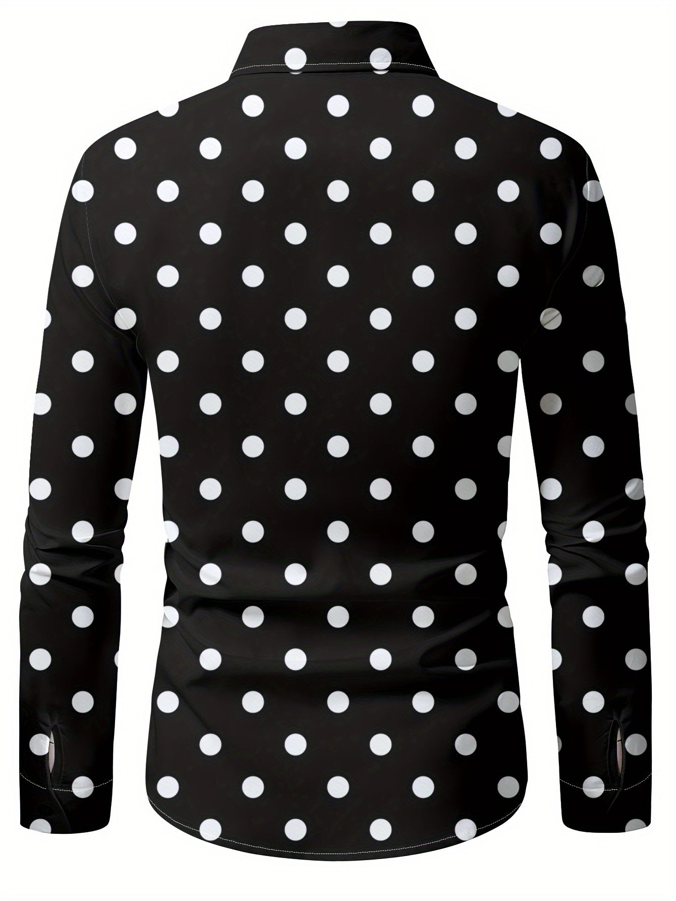 [Men's Casual Shirt] Men's Casual Shirt - Red & Black Polka Dot Print, Machine Washable Non-Elastic Fabric, Classic Button Front, Regular Fit Long Sleeve for Spring/Autumn Outdoor & Casual Wear, Seasonal Fashion, Straight Sle