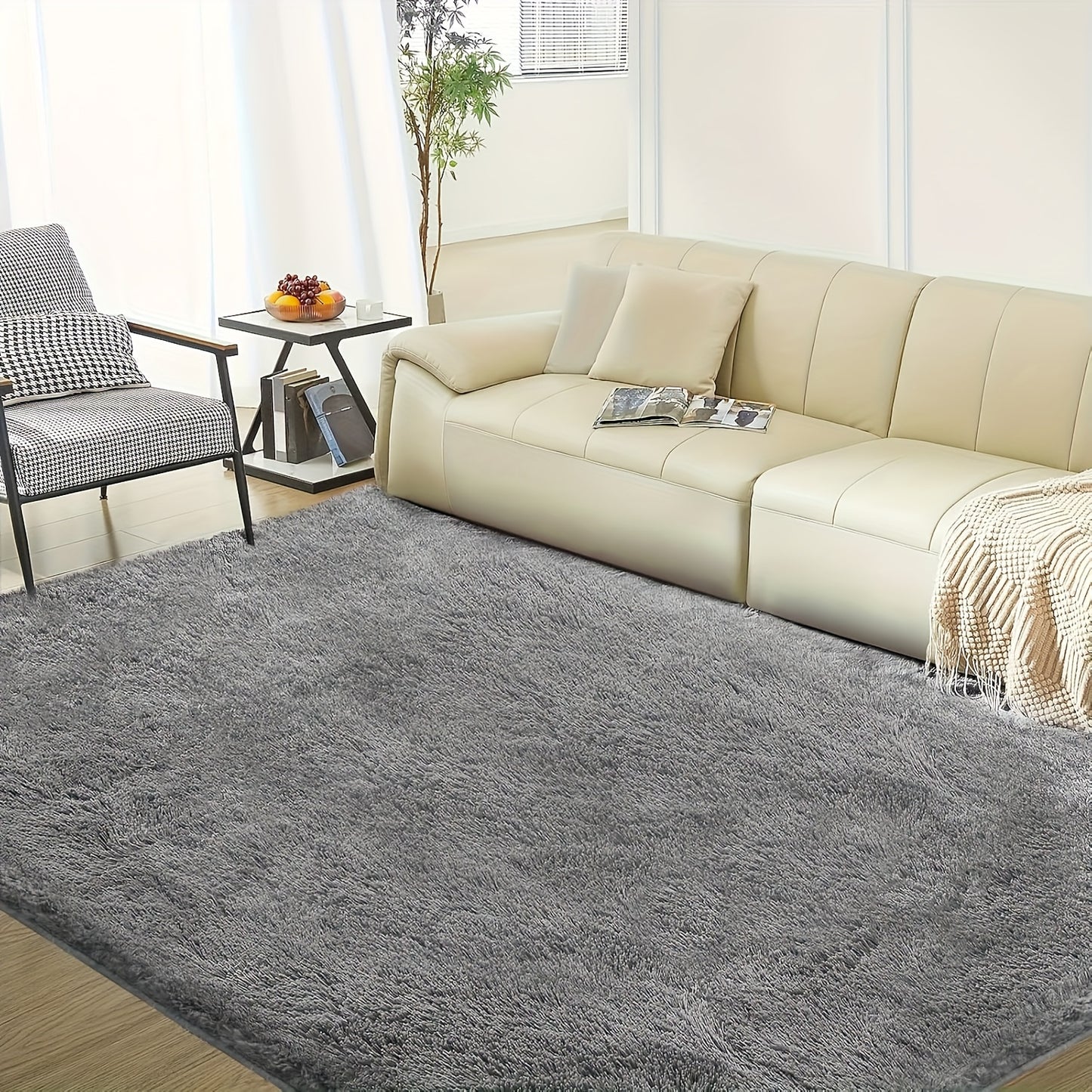 Ultra Soft Rug For Living Room, 5X8 Ft Grey Fluffy Shag Area Rug For Bedroom, Modern Shaggy Carpets Fuzzy Rug For Teens Dorm Nursery Home Decor Aesthetic, Upgrade Anti-Skid Durable