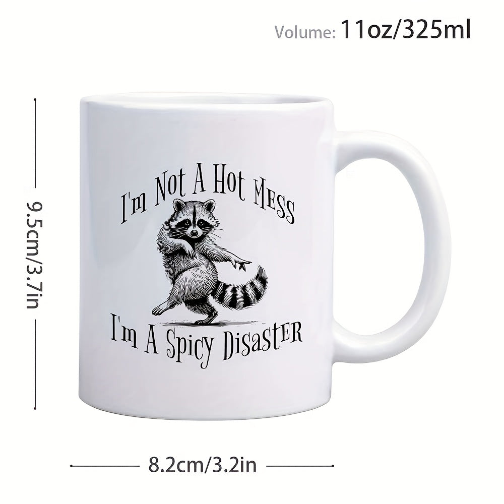 1pc 11 Ounce Ceramic Coffee Cup, Raccoon illustration with humorous text, Dishwasher Safe, Ceramic, Grandparents, Dad, The Best Mother's Day Gift for Mom, Birthday Gift