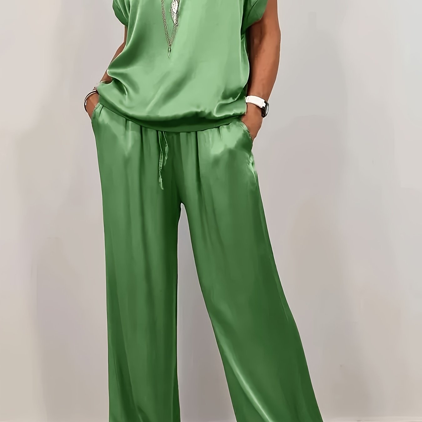 [Trendy Casual Set] Trendy Casual Set: Spring/Summer Loose Shirt & Wide Leg Pants