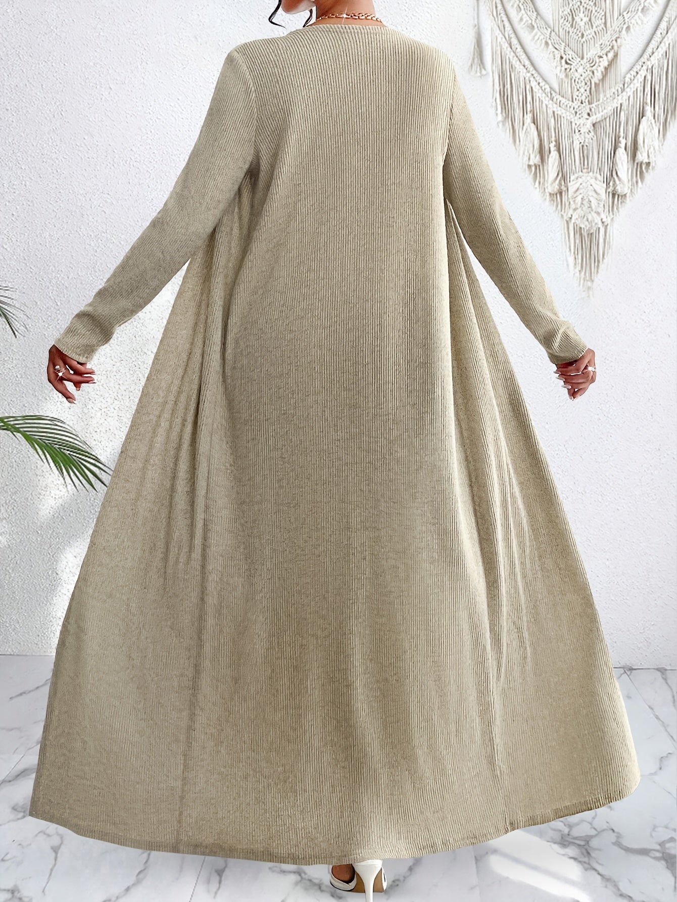 Women's Casual and Elegant Two-piece Set with Hollowed-out Ribbed Solid Color Thin Shoulder Strap Halter Dress and Jacket with Side Waist Tie